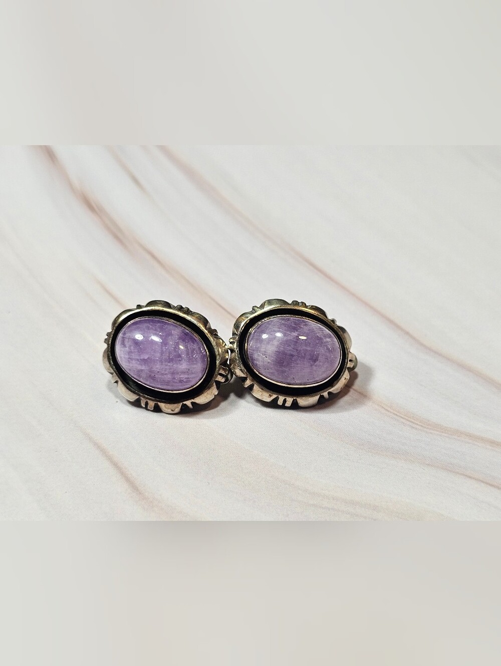 Designer Carol Felley Purple Stone Earrings